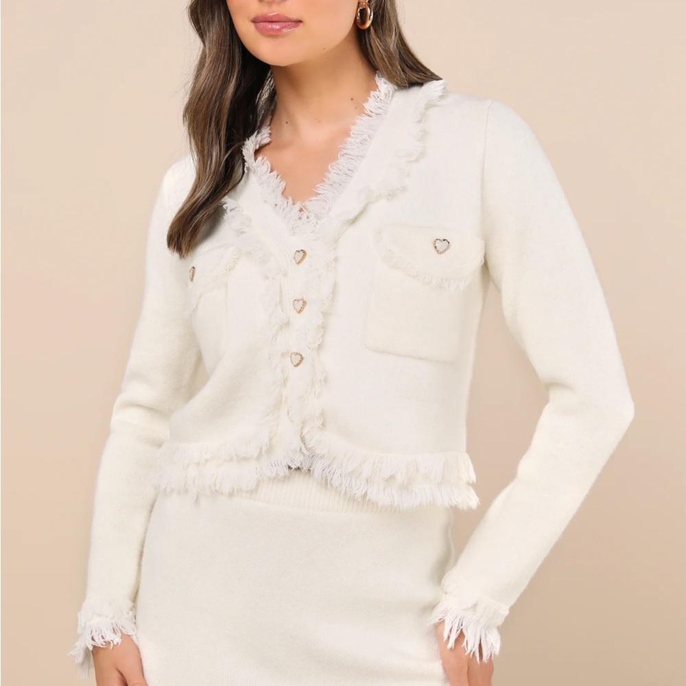 Lulu's Cream Fringed Blazer